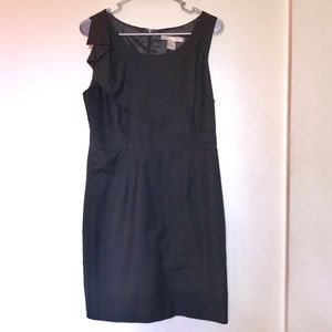 Love21 Black Ruffled Midi Sheath Dress Large